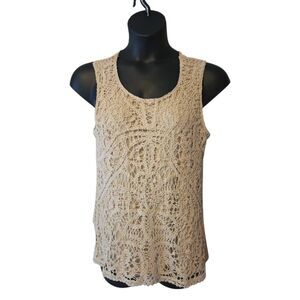 Adiva Women's Ivory Crochet Tank Top Size Large